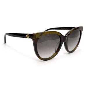Gucci GG0179SA Havana/Black Round Cat Eye Sunglasses